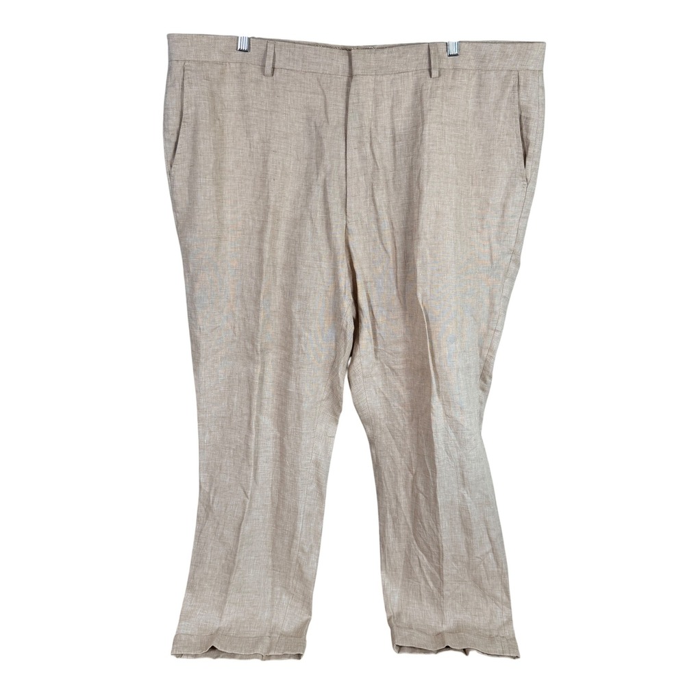 Murano Baird McNutt 100% Linen Pants Zac Fit Mens 44x29 Tan Cuffed Quite Luxury